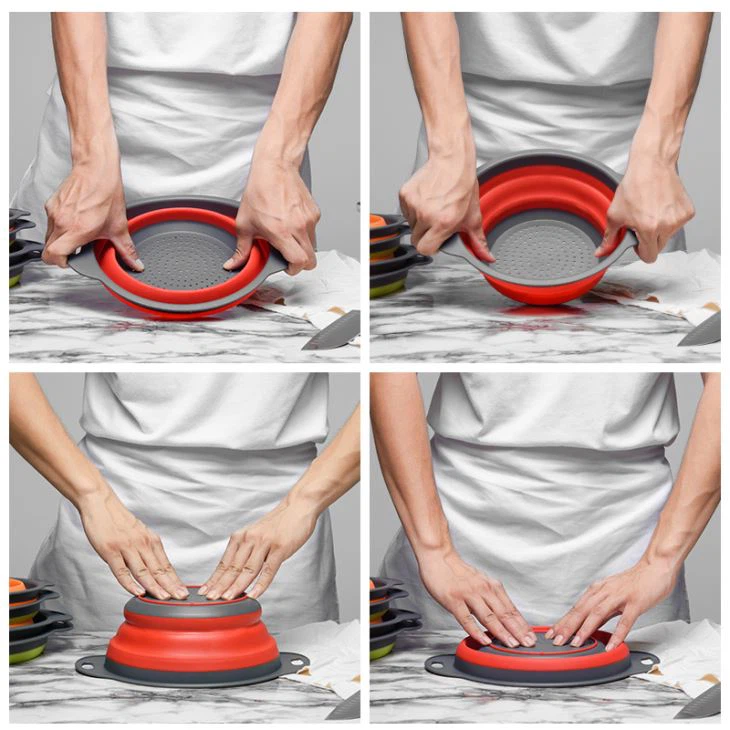 Wholesale Collapsible Silicone Colander Fruit Vegetable Washing Baskets